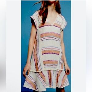 Anthropologie holding horses Elira embroidered striped Blouson Mini Dress